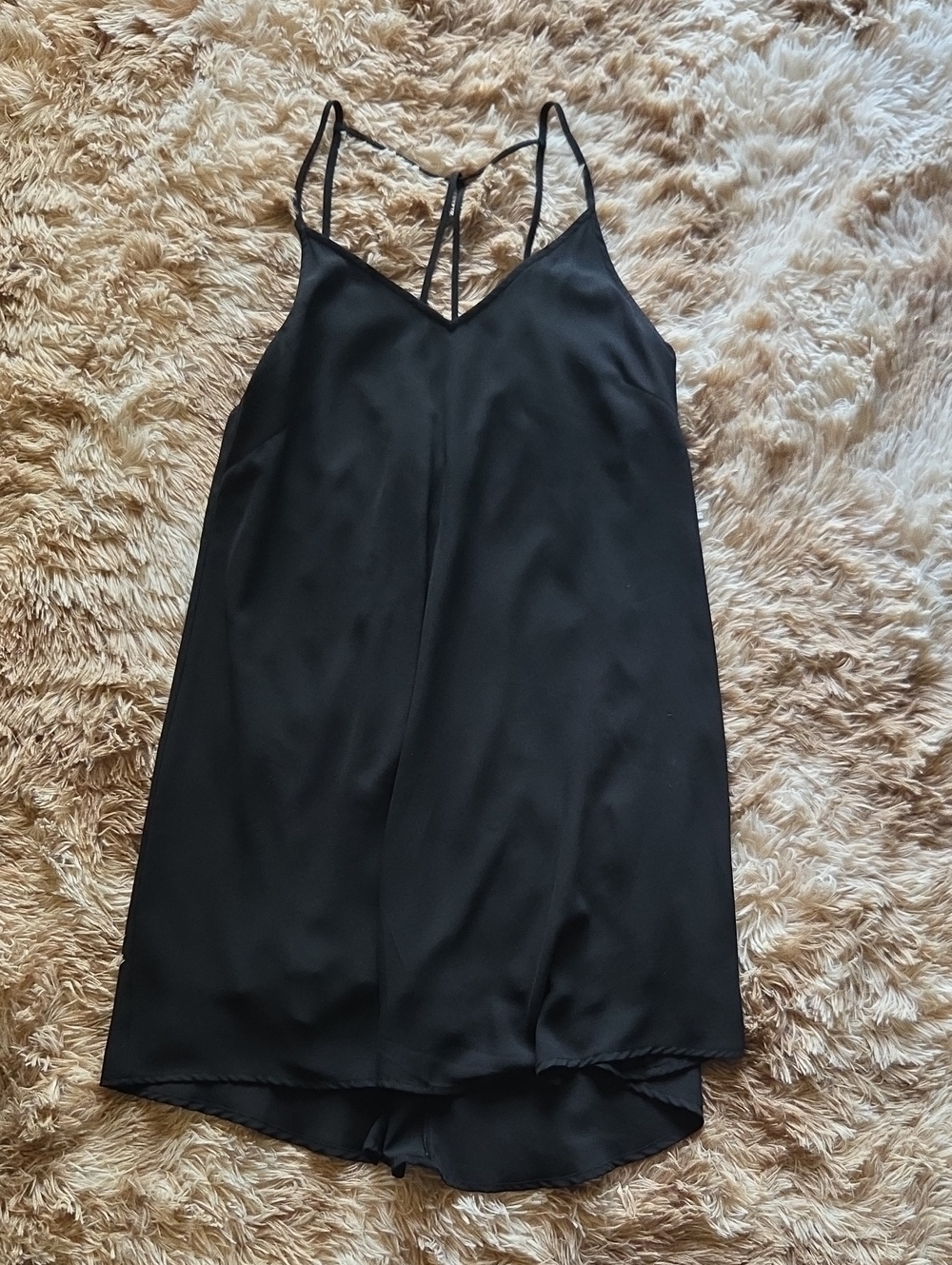 Lush Black Slip Dress with Thin Straps